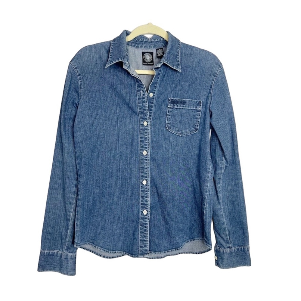 Vintage DKNY JEANS Denim Button Up Shirt size 10